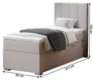 KONDELA Boxspringová posteľ, jednolôžko, taupe, 80x200, pravá, BRED