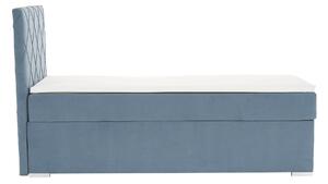 KONDELA Boxspringová posteľ, jednolôžko, modrá, 90x200, ľavá, PAXTON