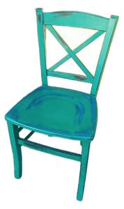 Stolička vintage zelená s jedinečnou hand made úpravou