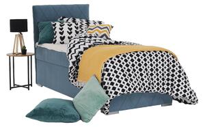 KONDELA Boxspringová posteľ, jednolôžko, modrá, 90x200, ľavá, PAXTON