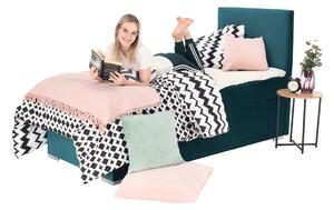 KONDELA Boxspringová posteľ, jednolôžko, zelená, 90x200, ľavá, SAFRA