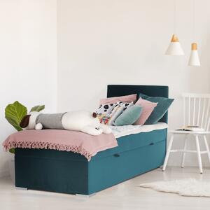 KONDELA Boxspringová posteľ, jednolôžko, zelená, 80x200, pravá, SAFRA