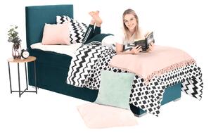 KONDELA Boxspringová posteľ, jednolôžko, zelená, 80x200, pravá, SAFRA