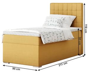KONDELA Boxspringová posteľ, jednolôžko, horčicová, 90x200, pravá, TERY