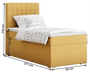 KONDELA Boxspringová posteľ, jednolôžko, horčicová, 80x200, ľavá, TERY