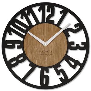 Dekorstudio Moderné drevené hodiny EKO Loft Arabico 30cm - antracit + dub