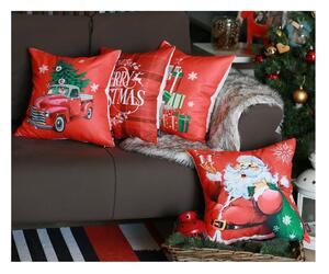 Červená vianočná obliečka na vankúš Mike & Co. NEW YORK Honey Christmas Santa Claus, 45 x 45 cm