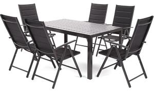 Záhradný jedálenský set 6+1 s polstrovaním BestBerg BBGF-90B / čierny