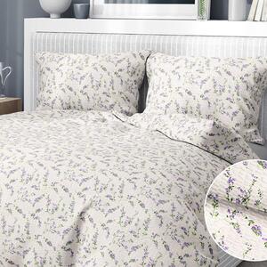 Goldea krepové posteľné obliečky - vzor 504 levandule na krémovom 140 x 220 a 70 x 90 cm