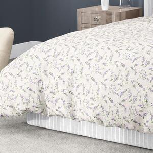 Goldea krepové posteľné obliečky - vzor 504 levandule na krémovom 140 x 220 a 70 x 90 cm