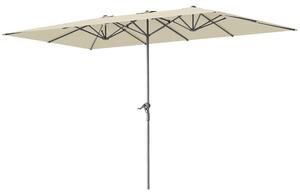 Dvojitý slnečník Outsunny s kľukou, 451 x 264 cm, UV ochrana 50+, krémovo biely
