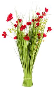 Väzba umelých lúčnych kvetín 80 cm, červená