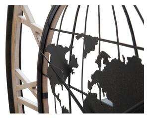 Čierne nástenné hodiny Mauro Ferretti World, ø 70 cm