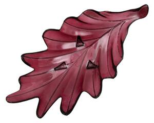Vínovočervená miska z recyklovaného skla Mauro Ferretti Leaf, 46 × 24 cm