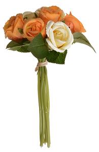 Umelá kytica pukov ruže oranžová, 22 cm