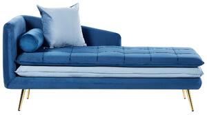 Leňoška modrá a zlatá ľavostranná prešívaná vystužená nábytok do obývacej izby glamour moderný štýl
