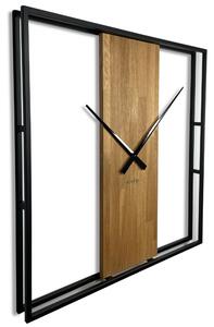 Dekorstudio Kovové hodiny s dubovým drevom LOFT SQUARE 80cm