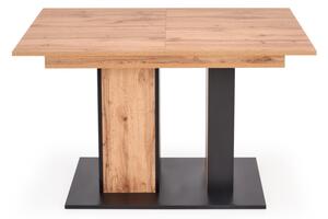 Rozkladací jedálenský stôl LOMITA, 130-175x77x85, dub wotan/čierna