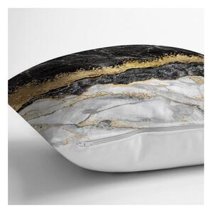 Obliečka na vankúš Minimalist Cushion Covers BW Marble With Golden Lines, 45 x 45 cm