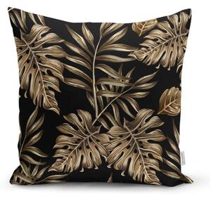 Obliečka na vankúš Minimalist Cushion Covers Golden Leafes With Black BG, 45 x 45 cm