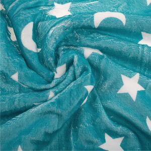 Obojstranná baránková deka, aqua modrá/biela/vzor, 150x200, NAVO