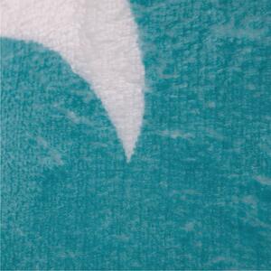 Obojstranná baránková deka, aqua modrá/biela/vzor, 150x200, NAVO