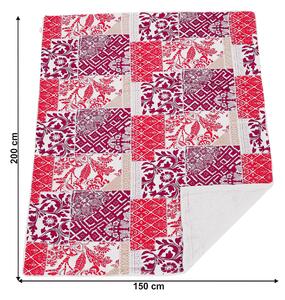 Obojstranná baránková deka, fialová/červená/žltá/vzor, 150x200cm, VILNUS TYP2
