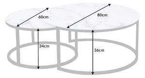 Dizajnový konferenčný stolík Latrisha 60 cm Biely - vzor mramor