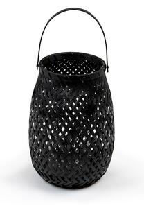 Čierny bambusový lampáš Compactor Bamboo Lantern, ⌀ 18 cm