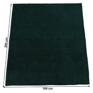 KONDELA Plyšová pruhovaná deka, smaragdová, 160x200cm, TELAL