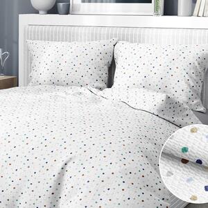 Goldea krepové posteľné obliečky - vzor 1023 farebné bodky na bielom 140 x 220 a 70 x 90 cm
