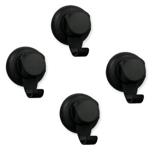 Súprava 4 čiernych samodržiacich nástenných háčikov Compactor Bestlock Black Small Hooks, ⌀ 5,4 cm