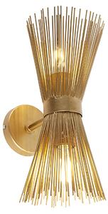 Nástenné svietidlo Art Deco zlaté 2-žiarovkové - metla