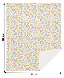 KONDELA Obojstranná baránková deka, smotanová/vzor kvety, 150x200cm, ARDLE TYP1