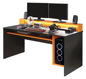 PC stôl/herný stôl, čierna matná/oranžová, TEZRO