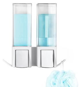 Biely nástenný samodržiaci dvojitý dávkovač na mydlo Compactor Clevek Double Dispenser