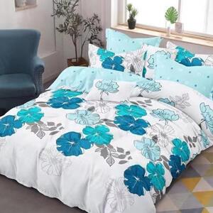 Francúzske posteľné obliečky MIMI BLUE BLOOM 200x220cm - 200 x 220 cm - 6 SET 1x prikrývka 2x vankúš 2x malý vankúš 1x plachta