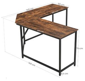 Rohový písací stôl MONA I čierna/hnedá