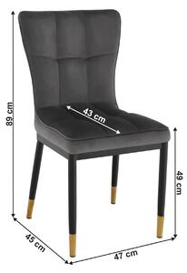 KONDELA Dizajnová jedálenská stolička, tmavosivá Velvet látka, EPONA