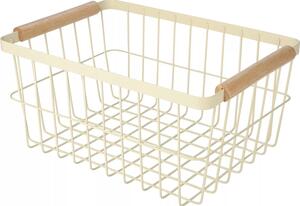 Košík kovový, s drevenými rukoväťami, výška: 130 mm, dĺžka: 245 mm, šírka: 180 mm