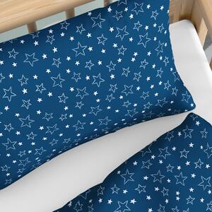 Goldea bavlnené obliečky do detské postieľky - vzor x-16 biele hviezdičky na modrom 90 x 120 a 40 x 60 cm