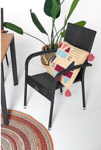 Čierna záhradná stolička z umelého ratanu Essentials Paris