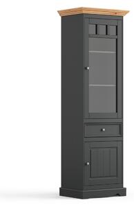 - Rustikálna vitrína 2s.1 - BELLUNO ELEGANTE FARBA: grafit - prírodná borovica