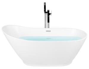 Voľne stojaca vaňa biela akrylát 170 x 75 cm oválny tvar pre 1 osobu matný povrch moderný štýl kúpeľňa