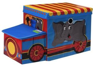 Detský úložný box a sedátko Circus bus modrá, 55 x 26 x 31 cm