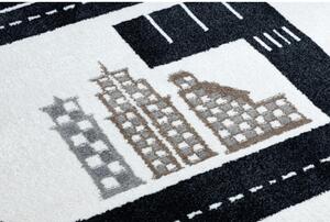Detský kusový koberec Závodná dráha krémovo biely 120x170cm