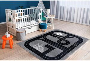 Detský kusový koberec Závodná dráha sivý 160x220cm