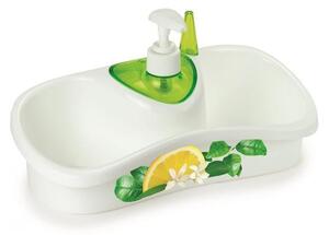 Zelený stojan na umývanie riadu s dávkovačom saponátu Snips