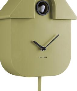 KARLSSON Nástenné hodiny Modern Cuckoo – zelená 40 × 9 × 23 cm