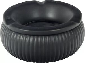Popolník porcelánový, 3 zárezy, s drážkami, ø: 150 mm, čierny